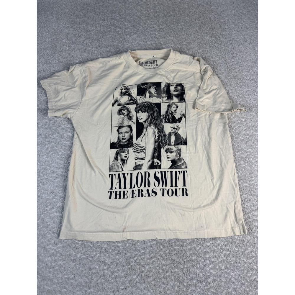 Taylor Swift Shirt Mens Small Beige The Eras Tour Double Sided Concert Graphic